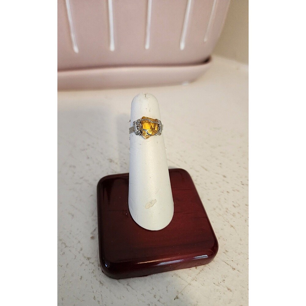 12 ctw. Citrine Sterling Ring - Size 6 1/4 - Freeform Gemstone